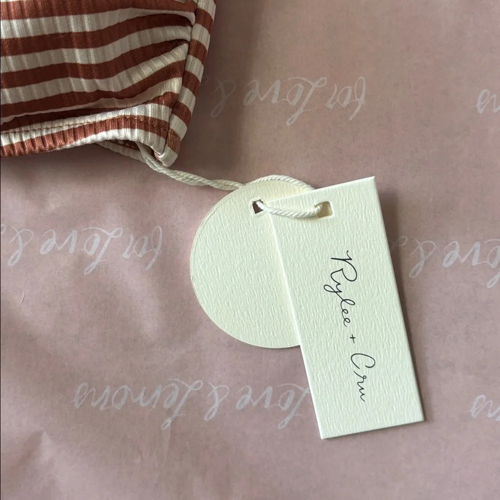 NWT Rylee + Cru XS rust and White Striped Bandeau Bikini Top - Picture 3 of 6